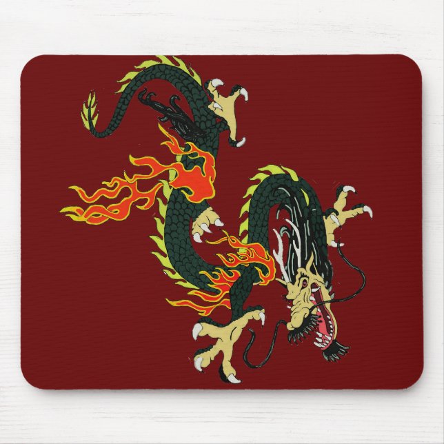 Alfombrilla De Ratón Pad de ratón Dragon chino negro (Frente)