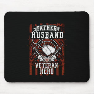 Alfombrilla De Ratón Padre, marido, héroe veterano Ejército Patriótic