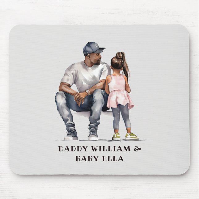 Alfombrilla De Ratón Padre negro y bonos de la hija (3) (Frente)