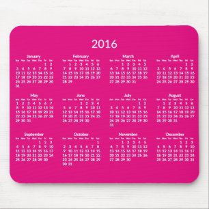 Alfombrilla De Ratón Pads de ratón de calendario rosa anual 2016
