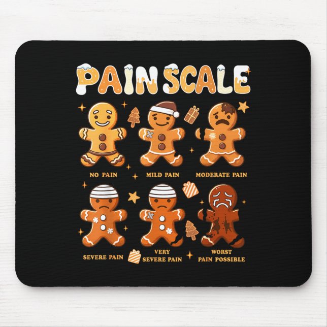 Alfombrilla De Ratón Pain Scale Funny Gingerbread Man Christmas Nurse H (Frente)