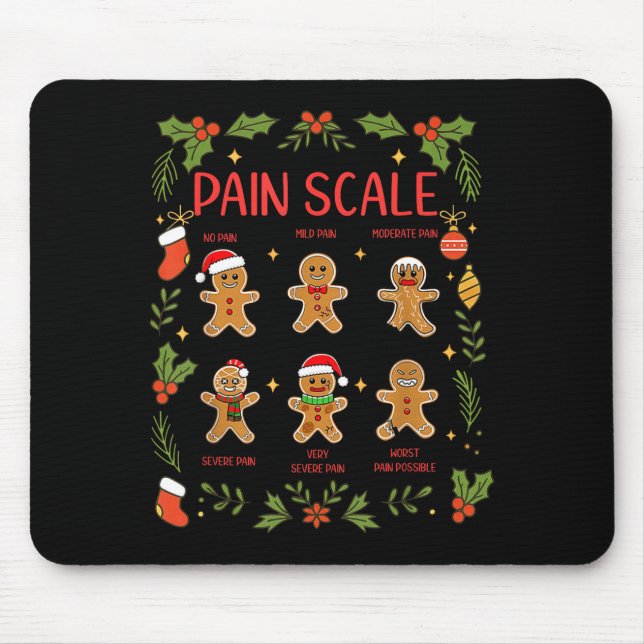 Alfombrilla De Ratón Pain Scale Gingerbread Essment Rn Er Nurse Christm (Frente)