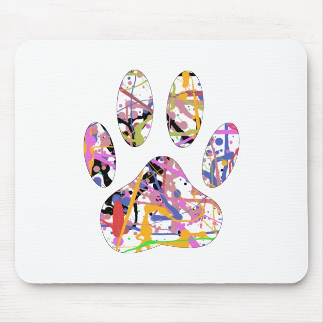 Alfombrilla De Ratón Paint Splatt Dog Paw Print (Frente)