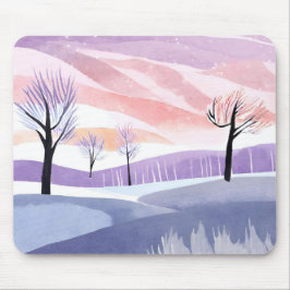 Alfombrilla De Ratón Paisaje acuarela, árboles y un Mousepad de cielo