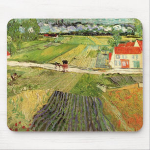 Alfombrilla De Ratón Paisaje, Carruaje y Tren de Vincent van Gogh