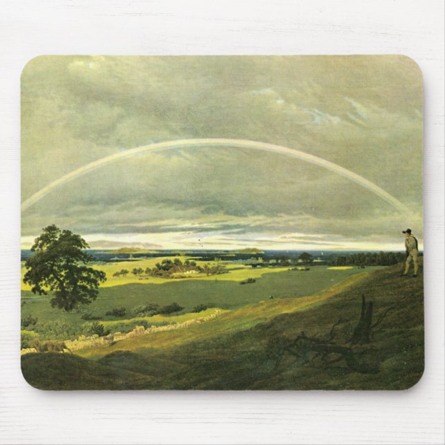 Alfombrilla De Ratón Paisaje con arcoiris (por Caspar David Friedrich) (Frente)