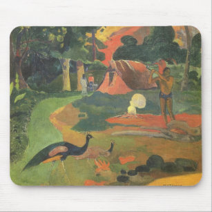 Alfombrilla De Ratón Paisaje con pavos reales por Paul Gauguin