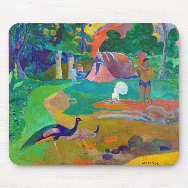 Alfombrilla De Ratón Paisaje con Peacocks, Gauguin (Frente)