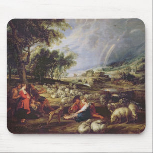 Alfombrilla De Ratón Paisaje con un arco iris