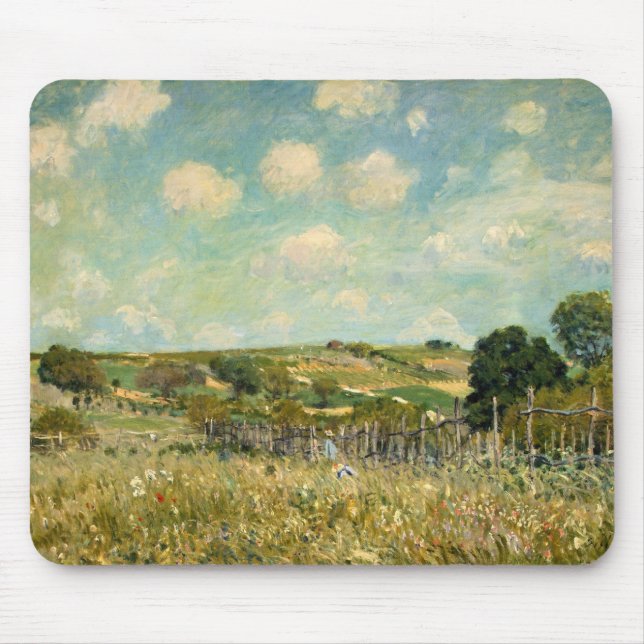 Alfombrilla De Ratón Paisaje Country Meadow (por Alfred Sisley) (Frente)