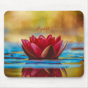 Alfombrilla De Ratón Paisaje de Flor de Loto Roja, Zen