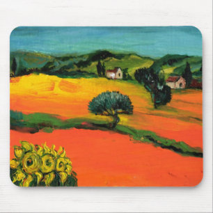 ALFOMBRILLA DE RATÓN PAISAJE DE TOSCANA CON SIMPATIZANTES
