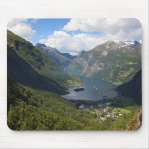 Alfombrilla De Ratón Paisaje del fiordo de Geiranger, Noruega