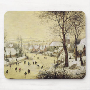 Alfombrilla De Ratón Paisaje del invierno con los patinadores
