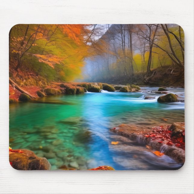Alfombrilla De Ratón Paisaje del río Otoño Tranquilo (Frente)