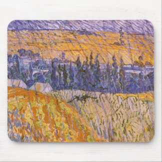 Alfombrilla De Ratón Paisaje en Auvers in the Rain, Vincent van Gogh