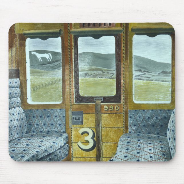 Alfombrilla De Ratón Paisaje en tren (por Eric Ravilious) (Frente)