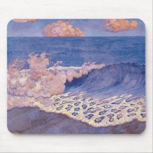 Alfombrilla De Ratón Paisaje marino azul, efecto de la onda, c.1893