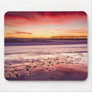 Alfombrilla De Ratón Paisaje marino y muelle al atardecer, CA
