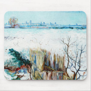 Alfombrilla De Ratón Paisaje nevado con Arlés de Vincent van Gogh