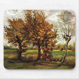 Alfombrilla De Ratón Paisaje otoñal Cuatro Árboles Van Gogh Bella Artes