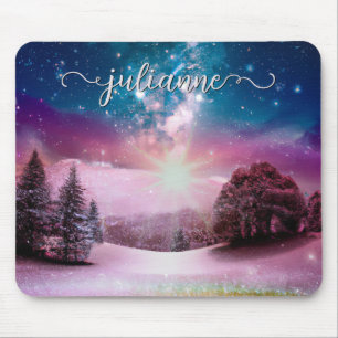 Alfombrilla De Ratón Paisaje Starry de Fantasía de Invierno con nombre
