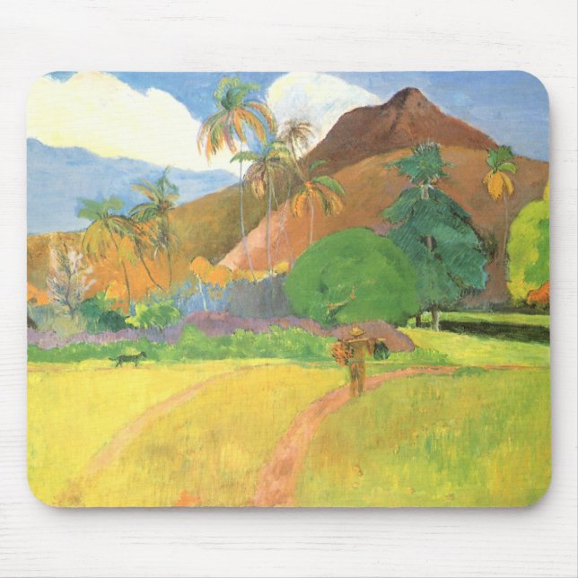 Alfombrilla De Ratón Paisaje tahitiano, montañas Tahiti, Paul Gauguin (Frente)