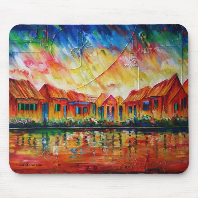 Alfombrilla De Ratón Paisaje urbano abstracto XX del pueblo - Mousepad (Frente)