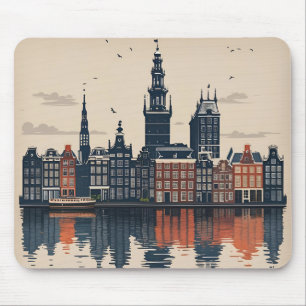 Alfombrilla De Ratón Paisaje urbano de Ámsterdam Países Bajos