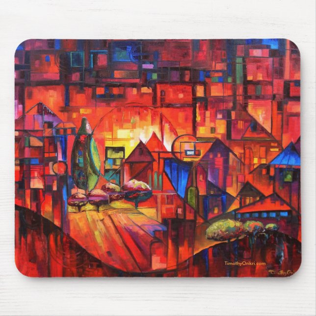 Alfombrilla De Ratón Paisaje urbano de la paralaje - Mousepad (Frente)