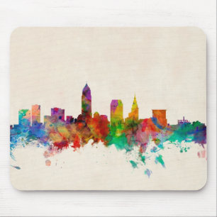 Alfombrilla De Ratón Paisaje urbano del horizonte de Cleveland Ohio