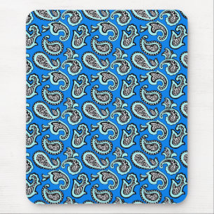 Alfombrilla De Ratón Paisley Atemporal sobre Fondo Azul
