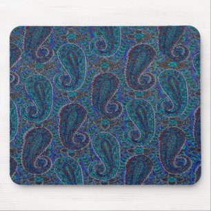 Alfombrilla De Ratón Paisley Azul Indio Boho Clásico Vintage
