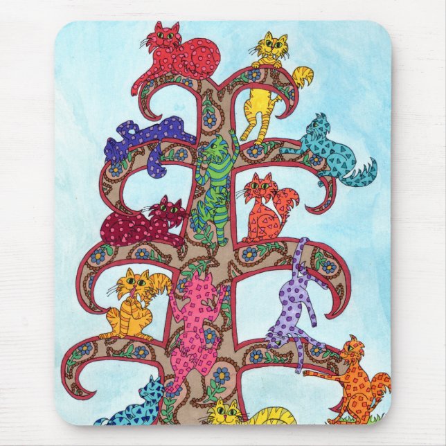 Alfombrilla De Ratón Paisley Cat Tree of Life (Frente)