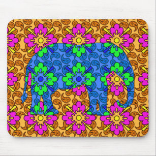 Alfombrilla De Ratón Paisley Colorful Elephant Mousepad