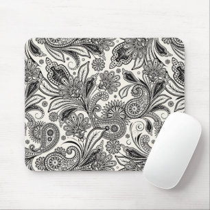 Alfombrilla De Ratón Paisley en negro y blanco