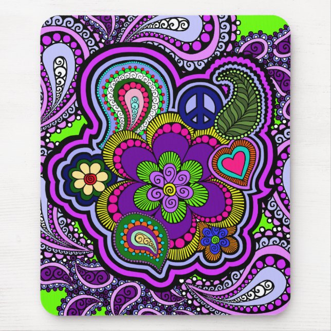 Alfombrilla De Ratón Paisley púrpura psicodélica Mousepad (Frente)