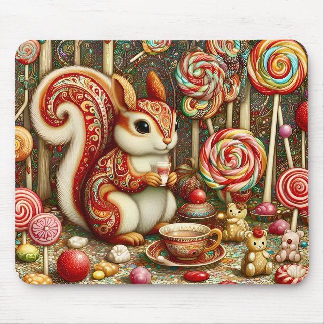Alfombrilla De Ratón ~ Paisley Squirrel ~ fiesta de té ~ Mousepad (Frente)