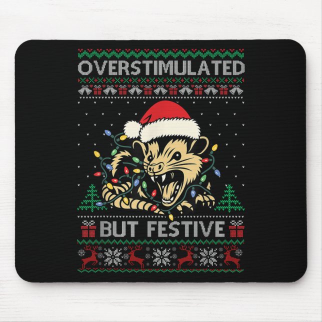 Alfombrilla De Ratón Pajamas sobreestimulados pero festivos Navidades (Frente)
