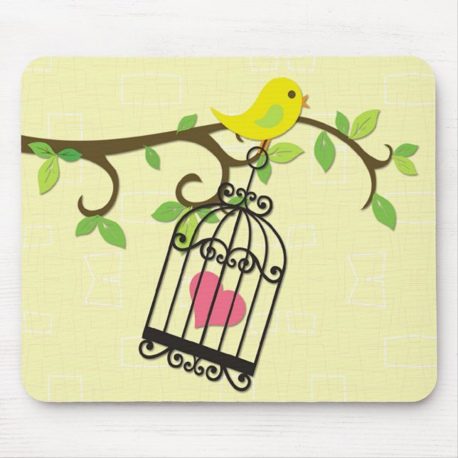 Alfombrilla De Ratón Pájaro amarillo, Birdcage (Frente)