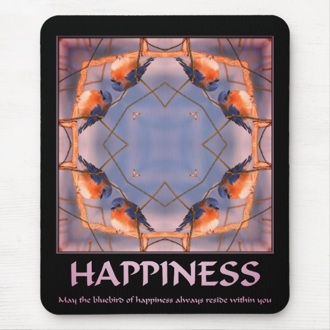 Alfombrilla De Ratón Pájaro Azul De La Felicidad Inspirador (Frente)