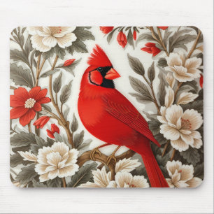 Alfombrilla De Ratón Pájaro Cardinal del Norte Floral Hermoso