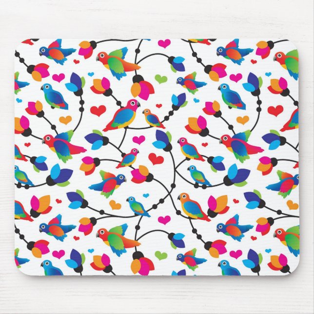 Alfombrilla De Ratón pájaro colorido lindo del loro (Frente)