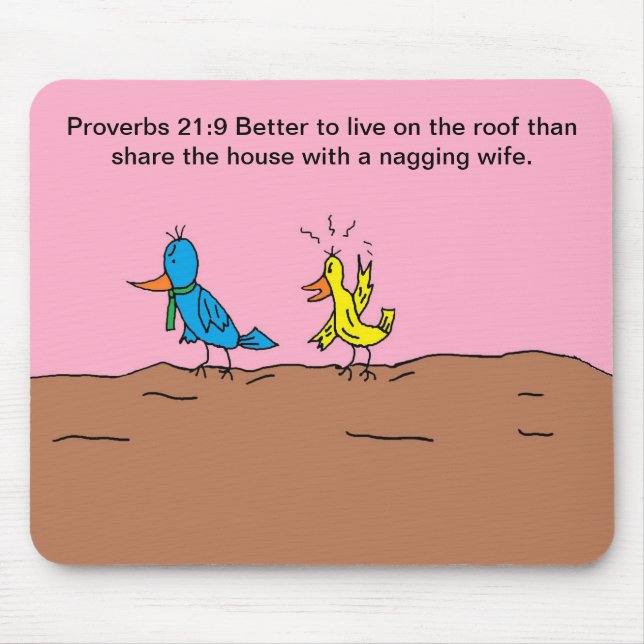 Alfombrilla De Ratón Pájaro de la esposa enojado en el marido Mousepad (Frente)