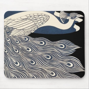 Alfombrilla De Ratón pájaro marchito de ilustracion azul