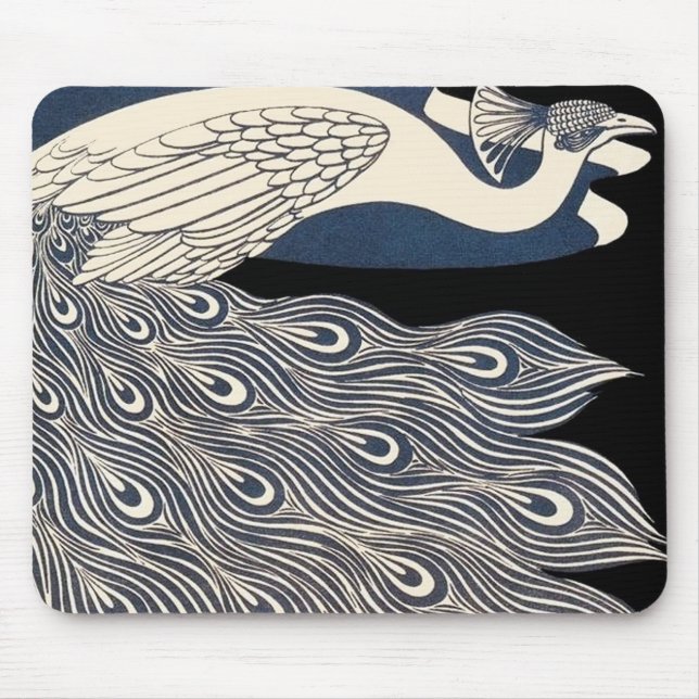 Alfombrilla De Ratón pájaro marchito de ilustracion azul (Frente)