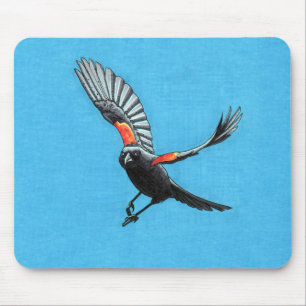Alfombrilla De Ratón Pájaro negro de ala roja