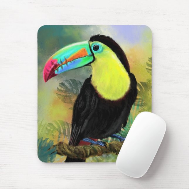 Alfombrilla De Ratón Pájaro Toco Tropical Toco Toucan Exótico - Pintado (Con ratón)