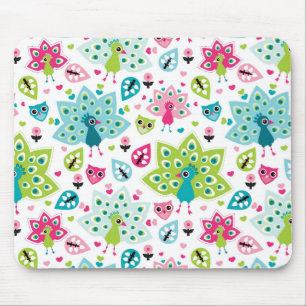 Alfombrilla De Ratón pájaro y búho del pavo real