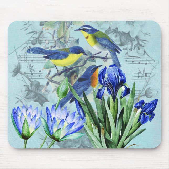 Alfombrilla De Ratón Pájaros cantantes florales ropa y regalos del (Frente)